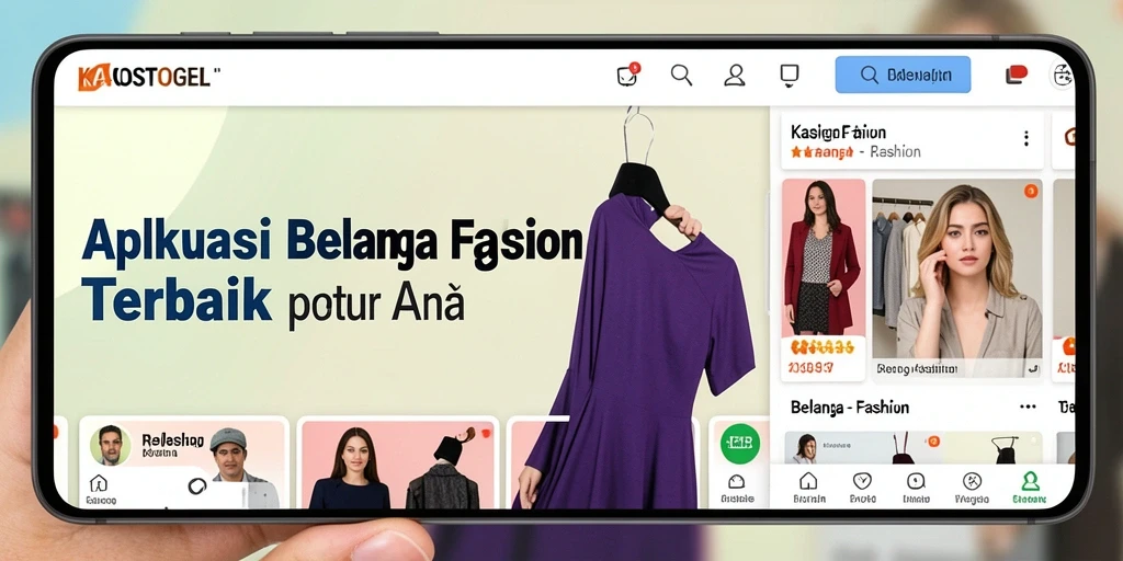 Antarmuka KAOSTOGEL yang modern dan stylish untuk belanja fashion.