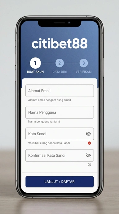 Tampilan halaman daftar citibet88