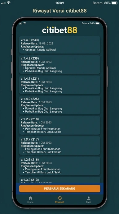 Tampilan riwayat versi citibet88